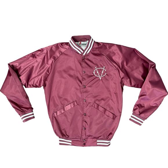 Vidcon 9 Burgundy Red Embroidered Satin Cardinal Bomber Jacket Size S Creator - Picture 12 of 12